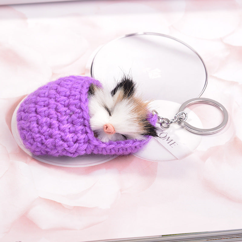Wholesale Sleep Mouse Hair Ball Pendant Plush Keychains